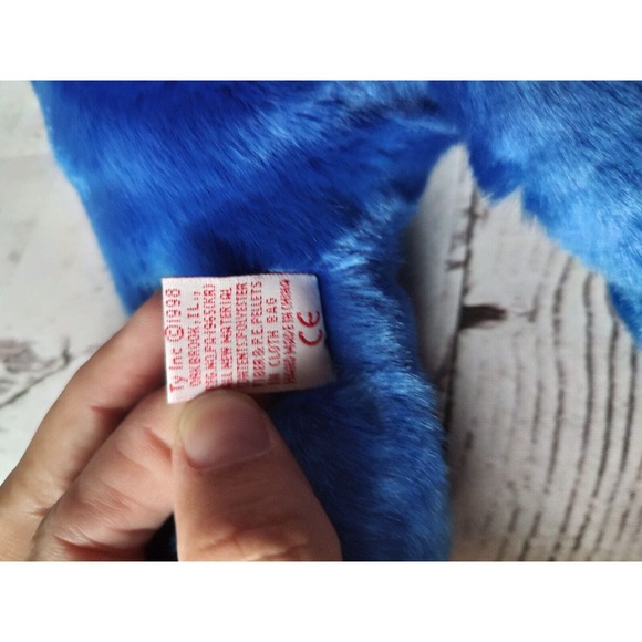1998 vintage plush Ty Beanie Buddy Peanut The Elephant - Royal Blue - large EUC - Picture 7 of 9